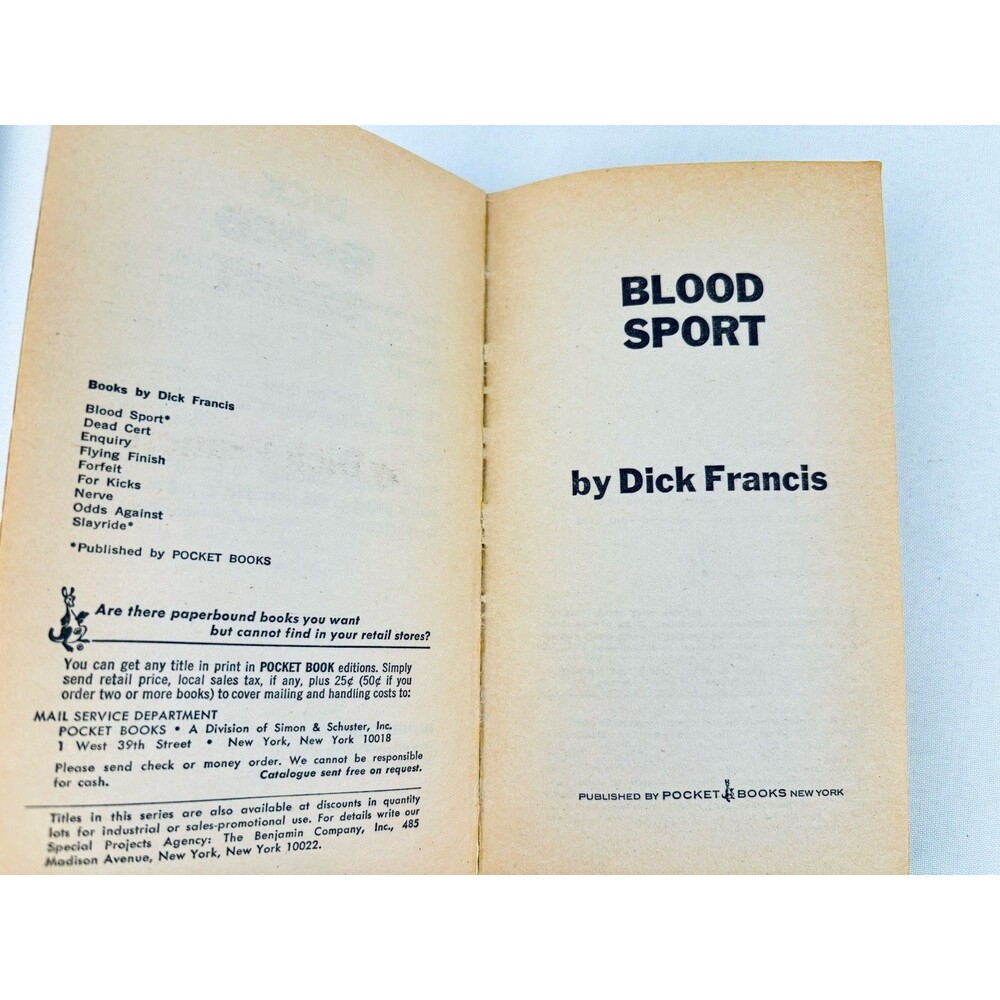 Vintage 1967 Pocket Book- Blood Sport by Dick Francis Paperback Book - Picture 3 of 10